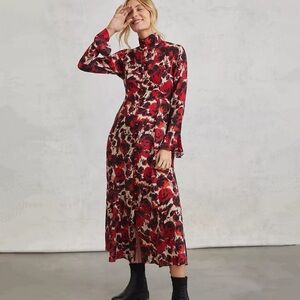NWT Anthropologie Tracy Reese Olivia Maxi Dress Size L Large Red Roses